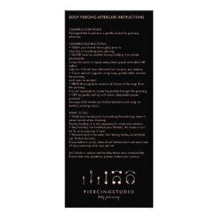 Panfleto Instruções de Cuidados Pós-Piercing de Joias Corpo