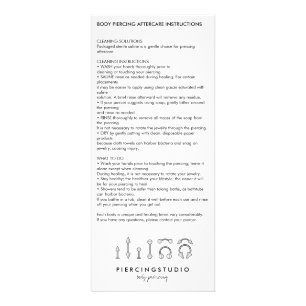 Panfleto Instruções de Cuidados Secundários Corpo Piercing 