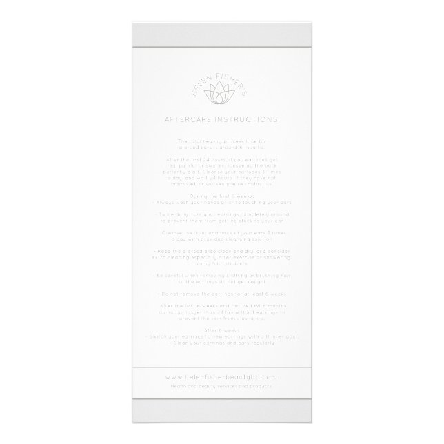 Panfleto Instruções de perfuração do ouvido após o tratamen (Frente)