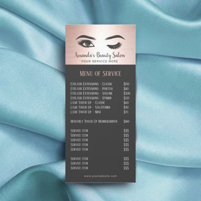 Panfleto Lashes Eyelash Beauty Salon Rosa Price List (Criador carregado)