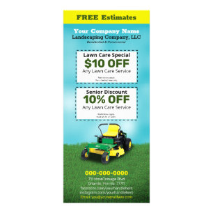 Panfleto Lawncare Landscaping Grass Cutting Rack Card