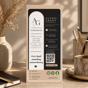 Panfleto Lembrete de Compromisso com Código QR de Luxo Bege
