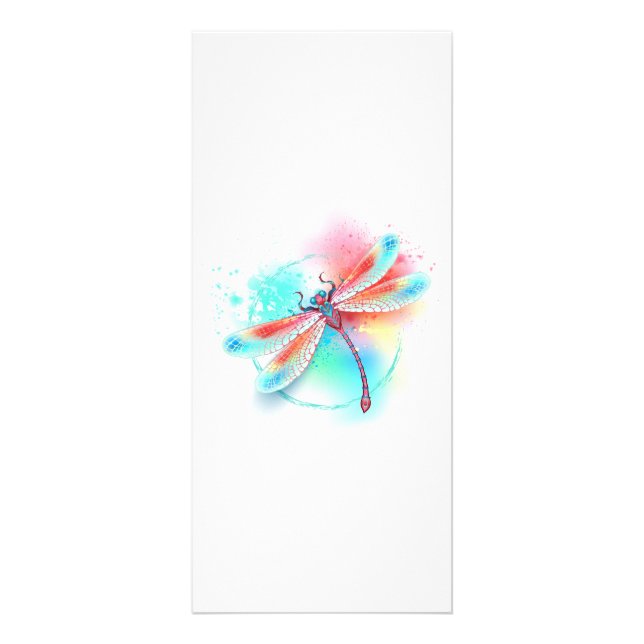 Panfleto libélula vermelha sobre fundo de aquarela (Frente)