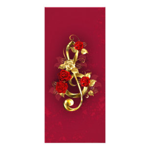 Panfleto Limpeza de ouro com Flores Rosa