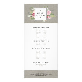 Panfleto Lindas Rosas Rosa em Elegância Moderna Linen