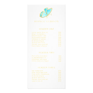 Panfleto Lista de Preços da Elegante Salão Borboleta Azul e