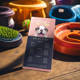 Panfleto Lista de Preços de Banho de Pet-Care para Cães d