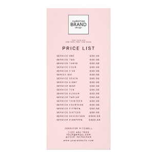 Panfleto Lista de Preços de Blush com Logotipo Personalizad