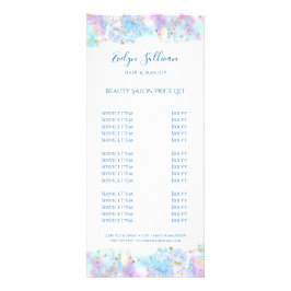 Panfleto lista de preços de brilho de cor d'água pastel azu