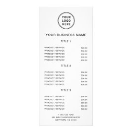 Panfleto Lista de Preços de Logotipo de Negócios Simples Ca