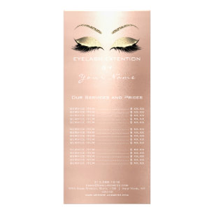 Panfleto Lista de Preços de Marca Lashes Extensão Branco ma