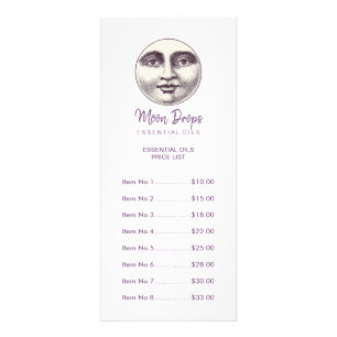 Panfleto Lista de Preços de Óleos Essenciais Moon Drops