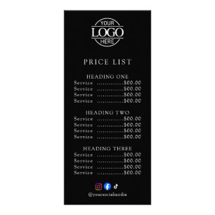 Panfleto Lista de Preços de Salão de Beleza com Logo Elegan