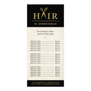 Panfleto Lista de Preços de Salão de Corte de Cabelo Dourad