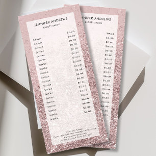 Panfleto Lista de Preços de Salão de Glitter Rosé Moderno