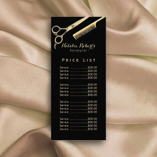 Panfleto Lista de Preços de Salão de Tesoura Dourada Modern