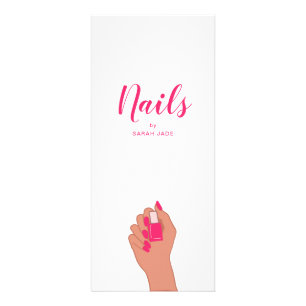 Panfleto Lista de Preços de Salão de Unhas Modernas Rosa Fú