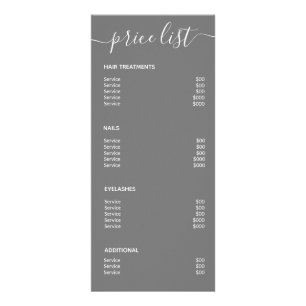 Panfleto Lista De Preços De Salão Simples De Cinzas Moderna