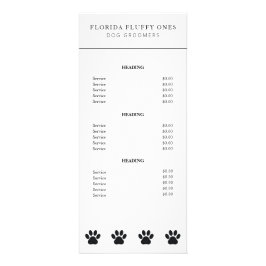 Panfleto Lista de Preços de Serviços de Bela de Cães com Pe