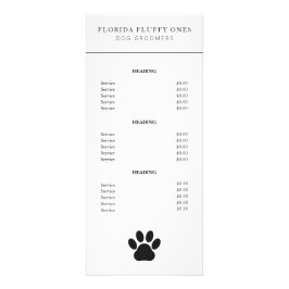 Panfleto Lista de Preços de Serviços de Bela de Cães com Pe