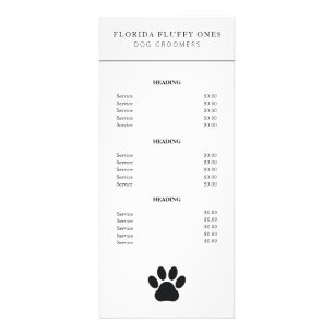 Panfleto Lista de Preços de Serviços de Higiene Canina com
