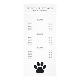 Panfleto Lista de Preços de Serviços de Impressão de Pata d