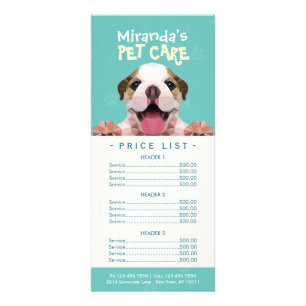 Panfleto Lista de Preços do Banho de Pet-Care para Cachorro