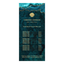 Panfleto lista de preços do logotipo seashell no design tea
