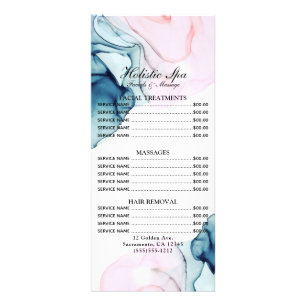 Panfleto Lista de Preços do Salão Ethereal Teal & Pink Inky