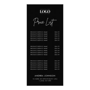 Panfleto Lista de preços dos serviços de script preto minim