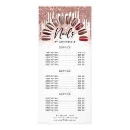 Panfleto Lista de Preços Dourados do Rosa Moderno do Unhas