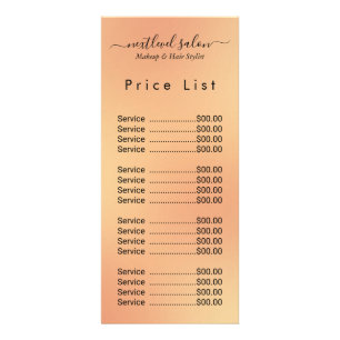 Panfleto Lista de Preços em Cardápio para Salão Moderno e E
