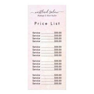 Panfleto Lista de Preços em Cardápio para Salão Moderno e E