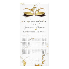 Panfleto Lista de Preços Extensão Lash White Marble Dourado