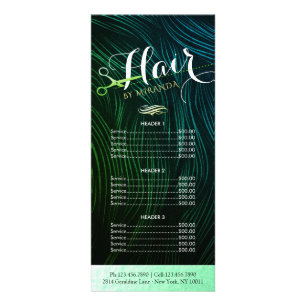 Panfleto Lista de Preços Hairstylist Makeup Tesoura Dourad