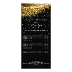 Panfleto Lista de Preços Lashes Extensão Glitor Dourado Pre