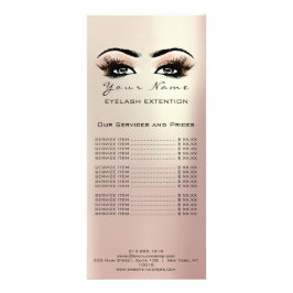 Panfleto Lista de Preços Lashes Extensão Makeup Rosa Coral 