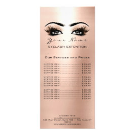 Panfleto Lista de Preços Lashes Extensão Makeup Rosa Coral