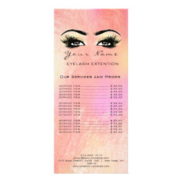 Panfleto Lista de Preços Lashes Extensão Makeup Rosa Dourad