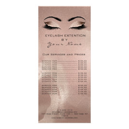 Panfleto Lista de Preços Lashes Extensão Maquiagem Rosa da