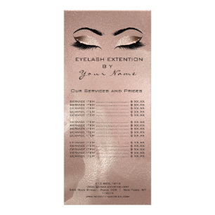 Panfleto Lista de Preços Lashes Extensão Maquiagem Rosa da