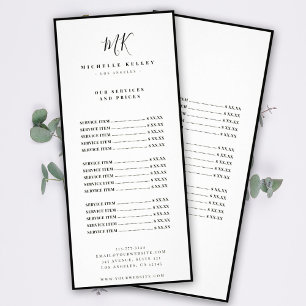 Panfleto Lista de Preços Mínimos do Na moda Quic Monogram