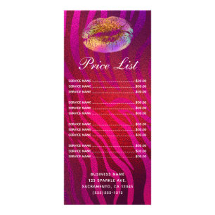Panfleto Lista de Preços Pink Zebra Rainbow Gold Glitter Li
