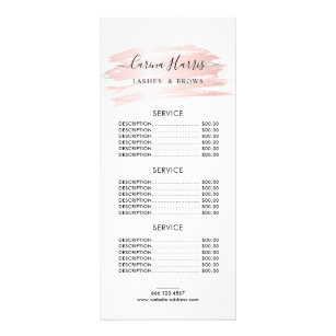 Panfleto Lista de Preços Simples de Linhas Rosa Gold Folha