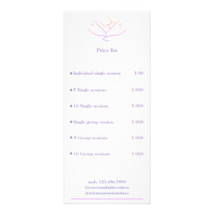 Panfleto Lista de Preços Simples Flor de Lótus Roxo & Arco-