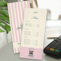Panfleto Listra Rosa Chic Logotipo Padaria QR Preço