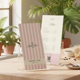 Panfleto Listra Rosa Chic Logotipo Padaria QR Preço