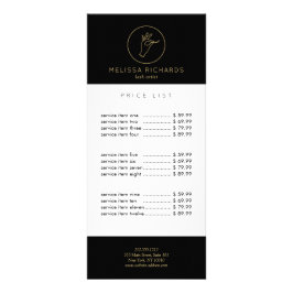 Panfleto Logotipo de Mão e Cílios Minimalista Preto/Dourado