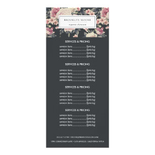 Panfleto Logotipo Floral Vintage Escuro Serviços de Preço
