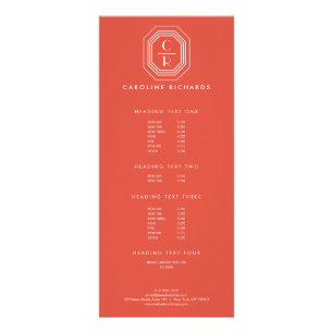 Panfleto Logotipo Monograma Empilhado Art Deco em Coral